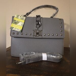 Badgley Mischka Gray Studded Satchel